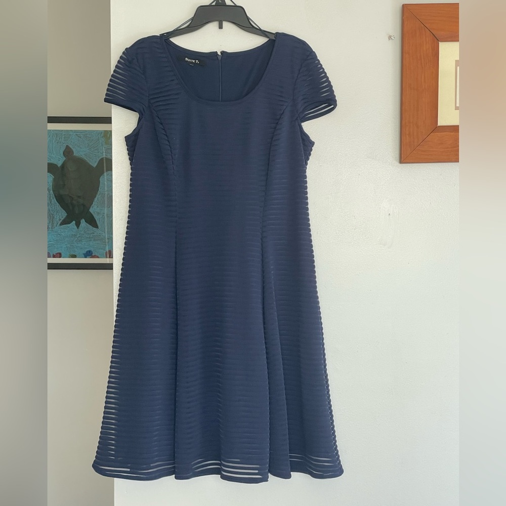 blue ribbed dress